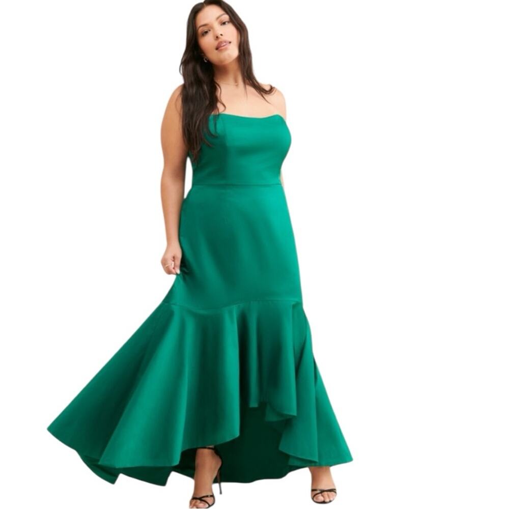 Hutch Satin Strapless Maxi Mermaid Gown Green Size 6